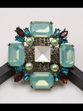 Statement Aqua Multi-Stone Brooch